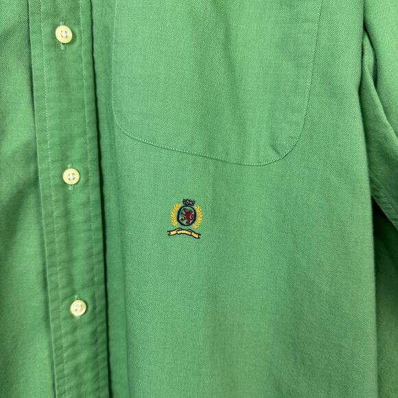 Tommy Hilfiger 16.5 34/35 Original Oxford Green Long Sleeve Button Down Shirt - Picture 6 of 9